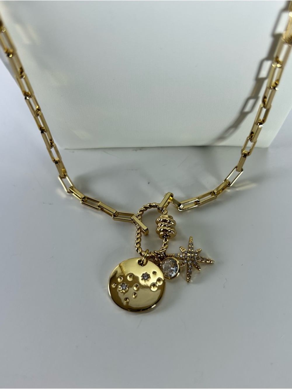 ettika Gold Starburst Crystal & Disc Charm Pendant Necklace - Picture 5 of 9